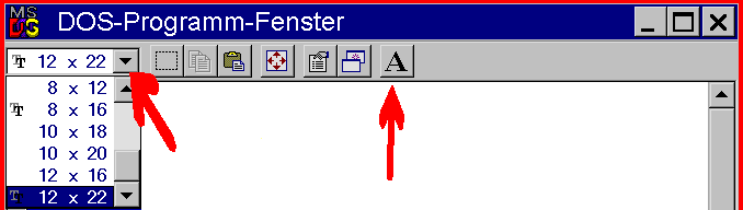 Screenshot: DOS-Fenster-Einstellungen